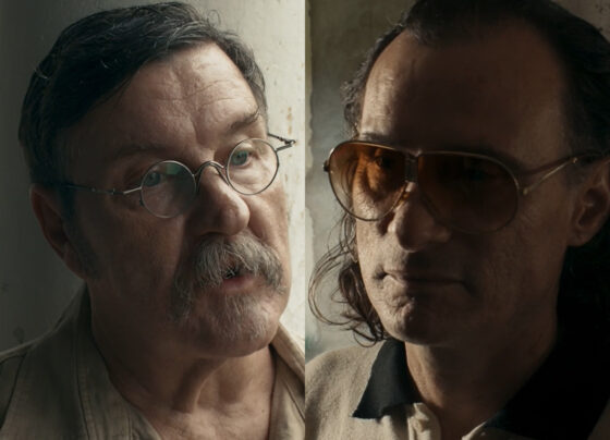 Firmino (Enriq Díaz) e Belarmino (Antonio Calloni) em Renascer