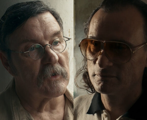 Firmino (Enriq Díaz) e Belarmino (Antonio Calloni) em Renascer